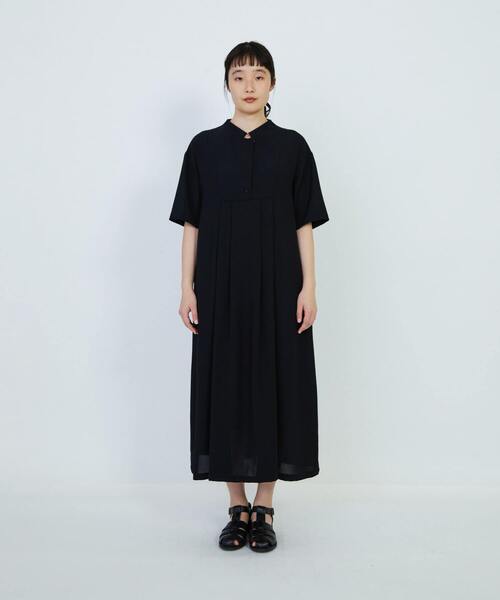 LOISIR ブラック 半袖 Aライン ワンピース LOISIR ブラック 半袖 Aライン ワンピース