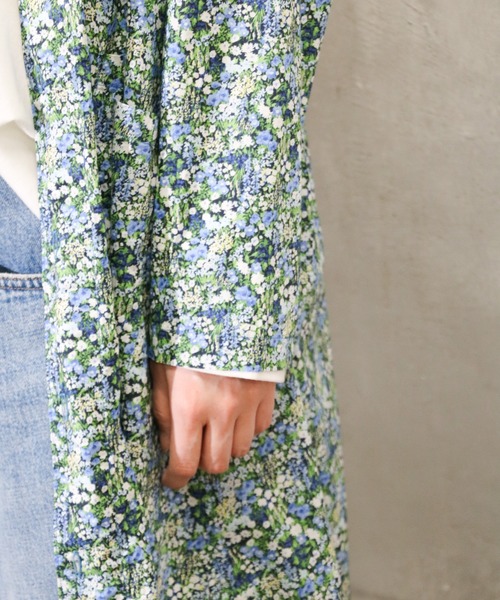 HARVESTY（ハーベスティ）の「HARVESTY / ハーベスティー FLORAL PRINTED LAWN ATELIER ROBE (A42502) 花柄ローン アトリエローブ シャツワンピース（ワンピース・レディース・ブルー/レッド・1/2）」の8枚目の写真