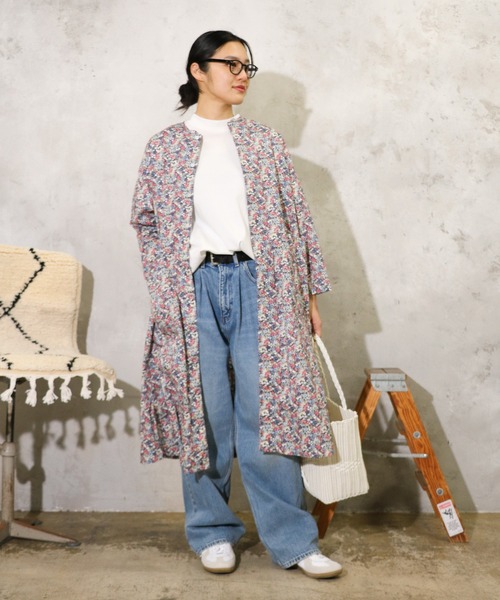 HARVESTY（ハーベスティ）の「HARVESTY / ハーベスティー FLORAL PRINTED LAWN ATELIER ROBE (A42502) 花柄ローン アトリエローブ シャツワンピース（ワンピース・レディース・ブルー/レッド・1/2）」の12枚目の写真