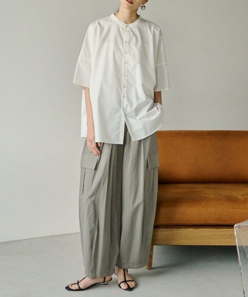 Libra Cue（リブラ キュー）の「バンドカラーラウンドヘムシャツ（シャツ/ブラウス・レディース・ブルー/ブラック/ネイビー/ホワイト/ドット・FREE）」の19枚目の写真