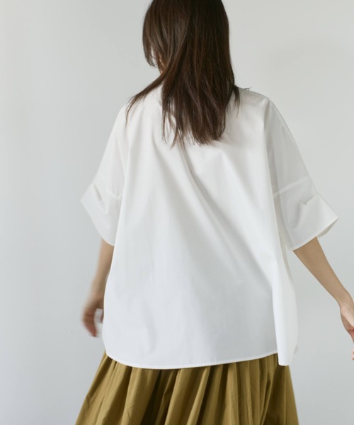Libra Cue(リブラ キュー)の「バンドカラーラウンドヘムシャツ(シャツ/ブラウス・レディース・ブルー/ブラック/ネイビー/ホワイト/ドット・FREE)」の21枚目の写真