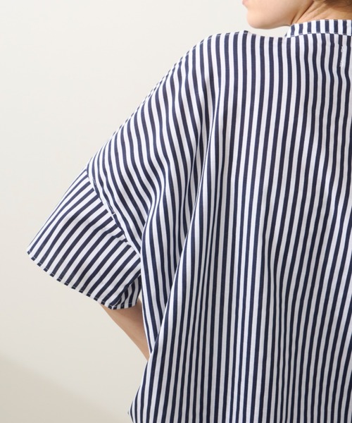 Libra Cue（リブラ キュー）の「バンドカラーラウンドヘムシャツ（シャツ/ブラウス・レディース・ブルー/ブラック/ネイビー/ホワイト/ドット・FREE）」の15枚目の写真