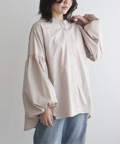 VENCEEXCHANGE（ヴァンスエクスチェンジ）の「バルーン袖スタンドシャツ（シャツ/ブラウス・レディース・オフホワイト/ブラック/ライトイエロー・FREE）」の3枚目の写真