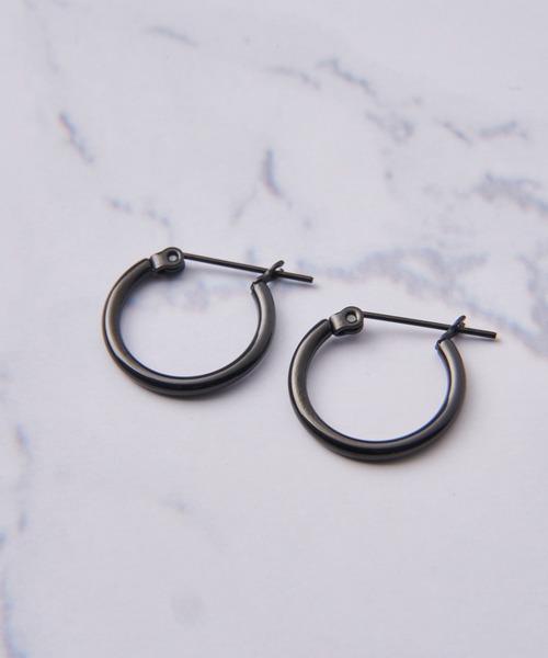 TETE HOMME(テットオム)の「14mmペア フープピアス(ピアス(両耳用)・レディース・ゴールド/ブラック/シルバー・FREE)」の1枚目の写真