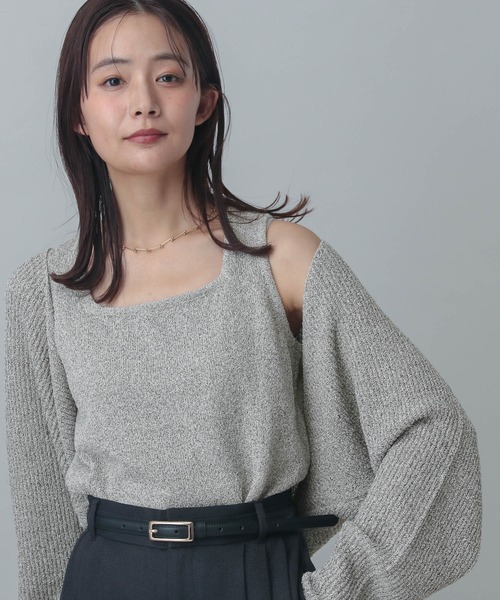 GLOBAL WORK（グローバルワーク）の「MATINEE LINE/ボレロ＊タンクセット/324564（その他トップス・レディース・オフホワイト/ブラック/ベージュ・MEDIUM/LARGE）」の2枚目の写真