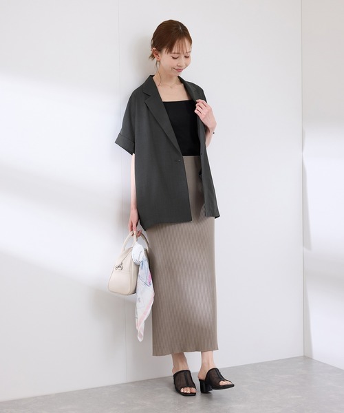 ROPE' PICNIC(ロペピクニック)の「【接触冷感・UVカット・速乾】【リネンライク・シリーズ】シアーハーフスリーブジャケット/セットアップ(テーラードジャケット・レディース・ベージュ/ダークブラウン/ネイビー/チャコールグレー/グレー系その他・38)」の15枚目の写真