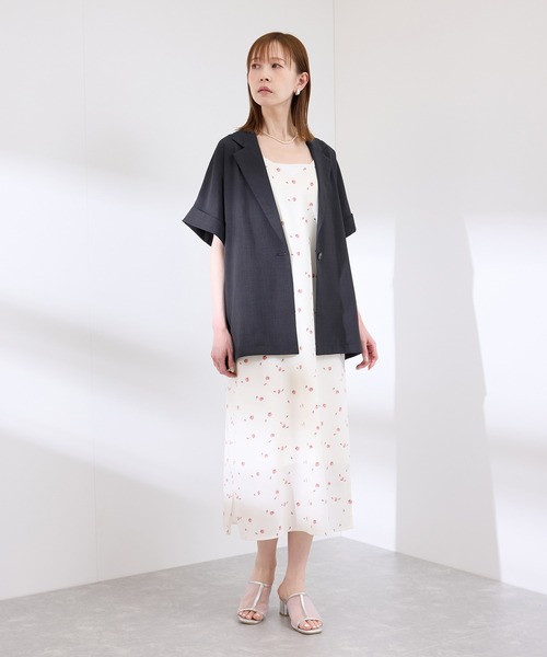 ROPE PICNIC シアーハーフスリーブジャケット　ネイビー　リネンライク ROPE' PICNIC 【接触冷感・UVカット・速乾】【リネンライク