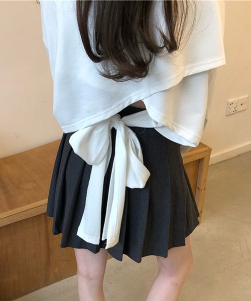 VIBGYOR（ヴィブジョー）の「[NARULA/ナルラ]リボンスタイル バッグオープン ロンT(CZ)（Tシャツ/カットソー・レディース・ホワイト/グレー/ブラック・FREE）」の6枚目の写真