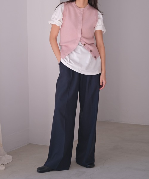 AKTE(アクテ)の「ボタンフライニットベスト(ベスト・レディース・グレー/ピンク・FREE)」の5枚目の写真