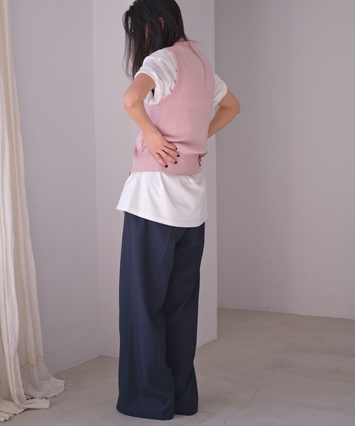 AKTE(アクテ)の「ボタンフライニットベスト(ベスト・レディース・グレー/ピンク・FREE)」の6枚目の写真