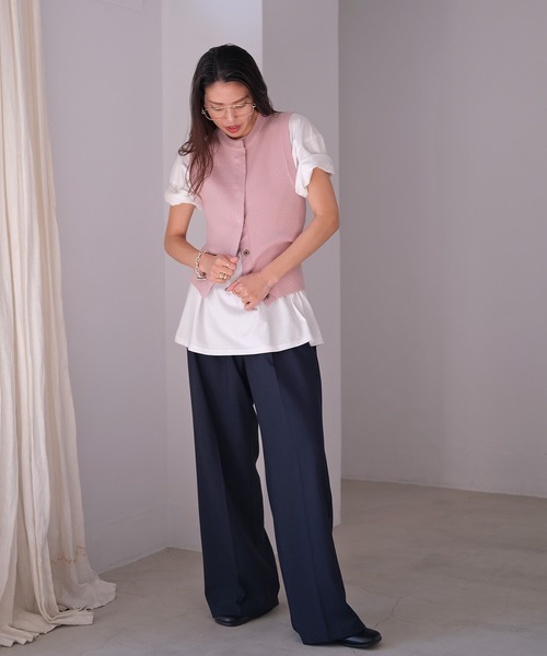 AKTE(アクテ)の「ボタンフライニットベスト(ベスト・レディース・グレー/ピンク・FREE)」の7枚目の写真