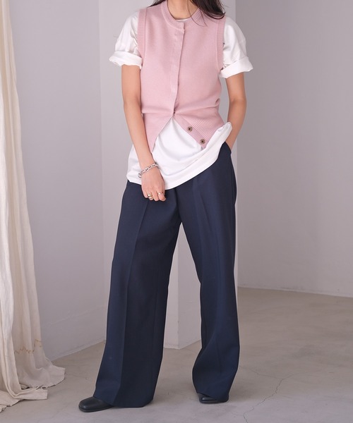 AKTE(アクテ)の「ボタンフライニットベスト(ベスト・レディース・グレー/ピンク・FREE)」の8枚目の写真