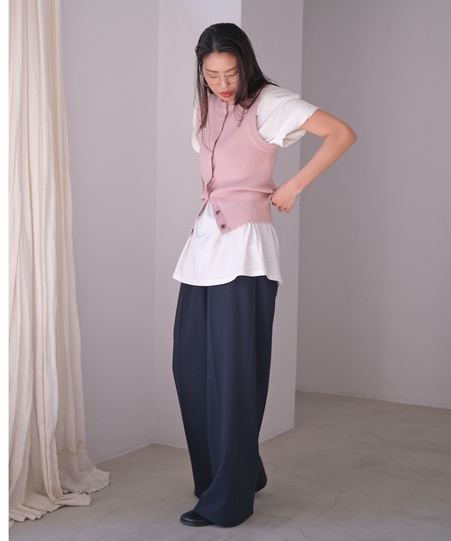 AKTE(アクテ)の「ボタンフライニットベスト(ベスト・レディース・グレー/ピンク・FREE)」の9枚目の写真