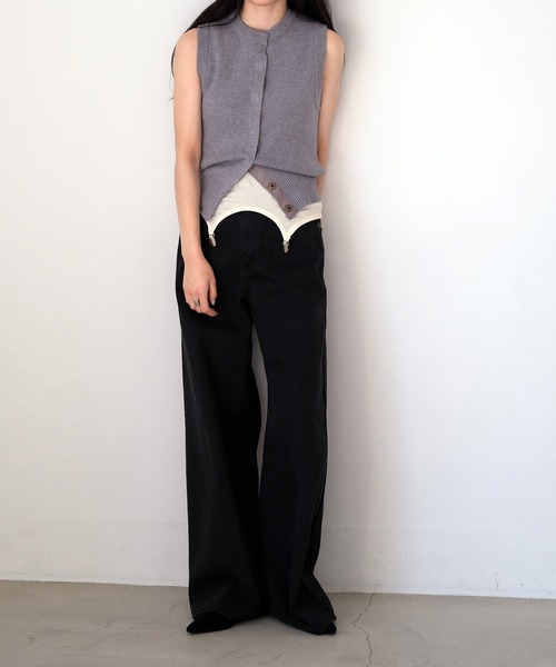 AKTE(アクテ)の「ボタンフライニットベスト(ベスト・レディース・グレー/ピンク・FREE)」の12枚目の写真