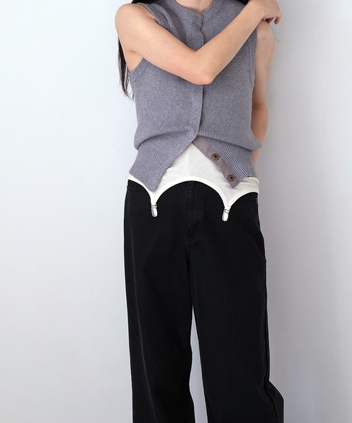 AKTE(アクテ)の「ボタンフライニットベスト(ベスト・レディース・グレー/ピンク・FREE)」の15枚目の写真