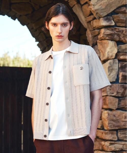 DRESSTERIOR（ドレステリア）の「オーガニックコットン キューバニットシャツ（ニット/セーター・メンズ・グレー/ブラック/サックスブルー/ベージュ/ホワイト・90/91/92/94）」の4枚目の写真