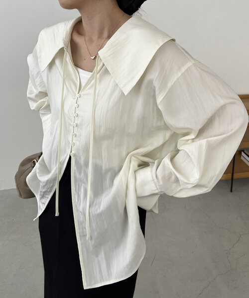 CAPRICIEUX LE'MAGE(カプリシューレマージュ)の「【セットアイテム】ビスチェ付BIG襟シャツ(シャツ/ブラウス・レディース・ホワイト系その他/ブルー・FREE)」の13枚目の写真