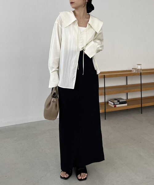 セール】【セットアイテム】ビスチェ付BIG襟シャツ（シャツ/ブラウス
