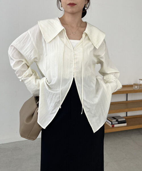 CAPRICIEUX LE'MAGE(カプリシューレマージュ)の「【セットアイテム】ビスチェ付BIG襟シャツ(シャツ/ブラウス・レディース・ホワイト系その他/ブルー・FREE)」の20枚目の写真