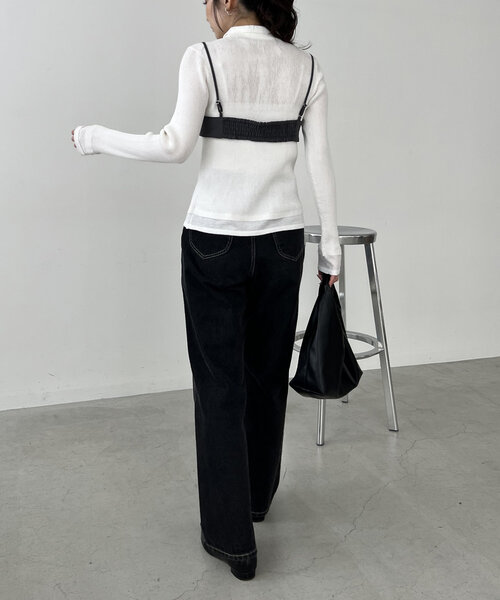 CAPRICIEUX LE'MAGE(カプリシューレマージュ)の「【セットアイテム】ビスチェ付BIG襟シャツ(シャツ/ブラウス・レディース・ホワイト系その他/ブルー・FREE)」の3枚目の写真