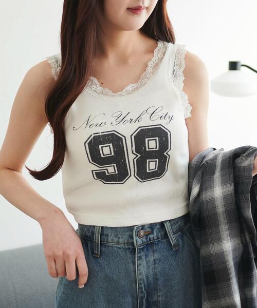 WEGO（ウィゴー）の「WEGO/グラフィックレースタンク（タンクトップ・レディース・ホワイト/ブラック/その他1・FREE）」の8枚目の写真