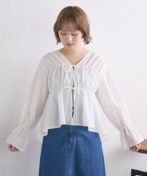 RETRO GIRL(レトロガール)の「アソートリボンBL(シャツ/ブラウス・レディース・オフホワイト/ブルー/ホワイト系その他・FREE)」の13枚目の写真