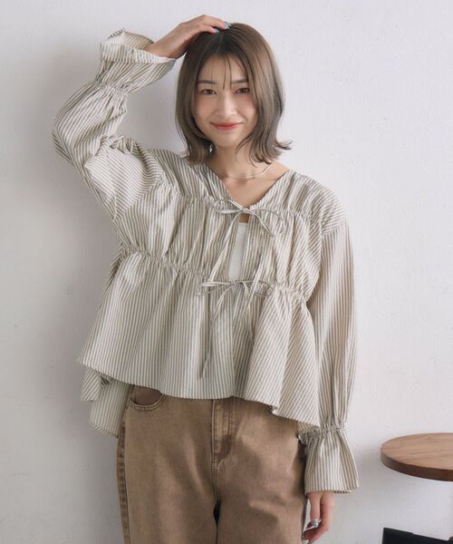RETRO GIRL(レトロガール)の「アソートリボンBL(シャツ/ブラウス・レディース・オフホワイト/ブルー/ホワイト系その他・FREE)」の5枚目の写真