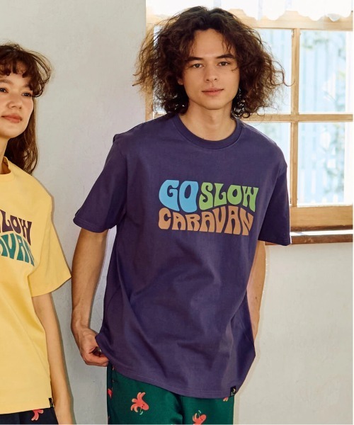 go slow caravan（ゴースローキャラバン）の「USA/C ヒッピーロゴ TEE（Tシャツ/カットソー・メンズ・イエロー/バイオレット/ホワイト・X-LARGE/LARGE/MEDIUM/SMALL）」の3枚目の写真