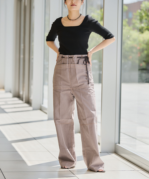 IENA LA BOUCLE（イエナラブークル）の「IENA LA BOUCLE リブスクエアネックカットソー（Tシャツ/カットソー・レディース・ホワイト/ブラック・FREE）」の3枚目の写真