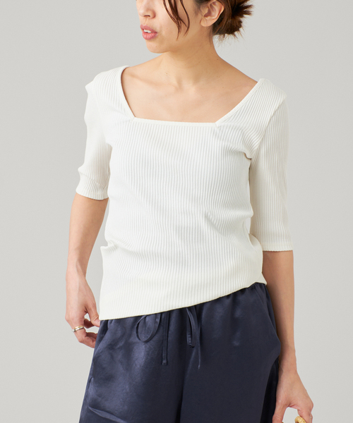IENA LA BOUCLE（イエナラブークル）の「IENA LA BOUCLE リブスクエアネックカットソー（Tシャツ/カットソー・レディース・ホワイト/ブラック・FREE）」の20枚目の写真