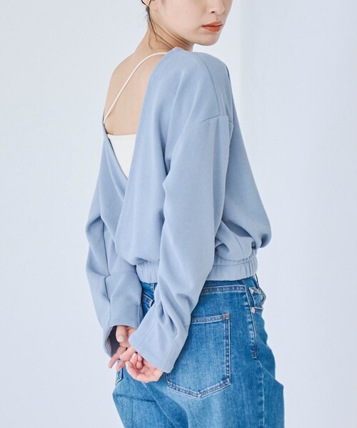 RONEL(ロネル)の「【防しわ/マシンウォッシュ】ネップジョーゼットツイストプルオーバー(Tシャツ/カットソー・レディース・ブラック/ライトブルー/ホワイト・S/M/L)」の3枚目の写真