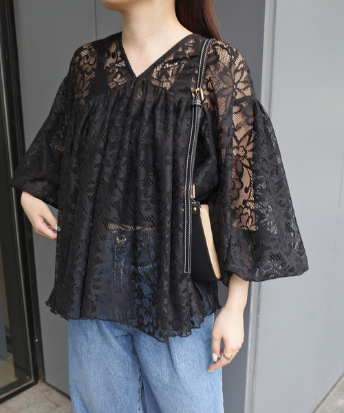 SLOBE IENA(スローブイエナ)の「QUIITO/キート LACE PO Q25S-P033(シャツ/ブラウス・レディース・ブラック・FREE)」の1枚目の写真