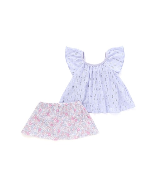 SLAP SLIP（スラップスリップ）の「袖フリル花柄スカートタンキニ型スイムウェア(90~130cm)（水着・キッズ・ブルー/ホワイト・90cm/100cm/110cm/120cm/130cm）」の3枚目の写真