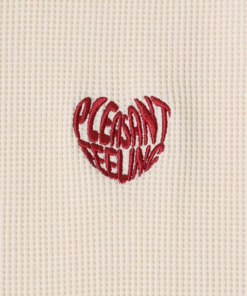 SITRY（シトリー）の「Heart Logo Thermal Raglan Sleeve T-shirt/ハートロゴ ワンポイント刺繍 オーバーサイズ ラグラン サーマル ワッフル 半袖Tシャツ レディース メンズ（Tシャツ/カットソー・メンズ・ホワイト×ブラック/ホワイト×レッド/ネイビー・M/L）」の10枚目の写真