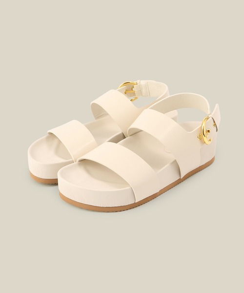 ROPE'(ロペ)の「スプリットレザーフットベッドサンダル(サンダル・レディース・ブラック/ベージュ・37/36.5/36/37.5)」の2枚目の写真