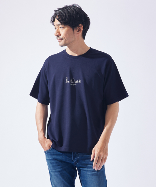 ABAHOUSE GRAY(アバハウスグレイ)の「【CITY】刺繍 ポンチ 半袖Tシャツ(Tシャツ/カットソー・メンズ・ホワイト/ブラック/ネイビー/グリーン/グレイッシュブルー・46/48)」の4枚目の写真