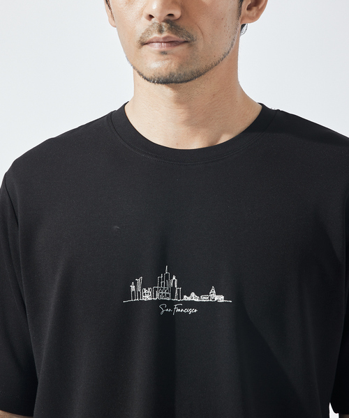 ABAHOUSE GRAY(アバハウスグレイ)の「【CITY】刺繍 ポンチ 半袖Tシャツ(Tシャツ/カットソー・メンズ・ホワイト/ブラック/ネイビー/グリーン/グレイッシュブルー・46/48)」の3枚目の写真