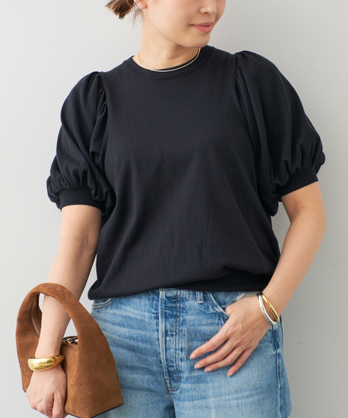 Deuxieme Classe(ドゥーズィエムクラス)の「【LOWER/ローヴァー】18G Gathered Sleeve Top(ニット/セーター・レディース・ネイビー・FREE)」の3枚目の写真
