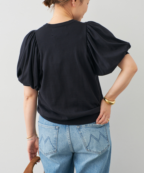 Deuxieme Classe(ドゥーズィエムクラス)の「【LOWER/ローヴァー】18G Gathered Sleeve Top(ニット/セーター・レディース・ネイビー・FREE)」の5枚目の写真