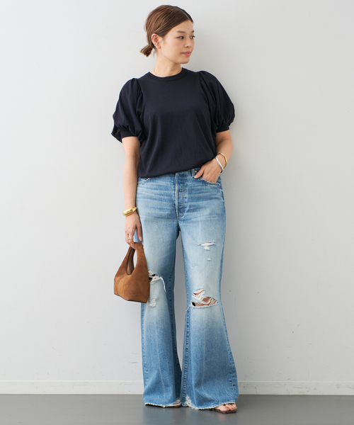 Deuxieme Classe(ドゥーズィエムクラス)の「【LOWER/ローヴァー】18G Gathered Sleeve Top(ニット/セーター・レディース・ネイビー・FREE)」の6枚目の写真