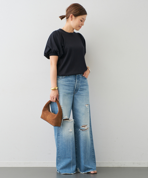 Deuxieme Classe(ドゥーズィエムクラス)の「【LOWER/ローヴァー】18G Gathered Sleeve Top(ニット/セーター・レディース・ネイビー・FREE)」の7枚目の写真