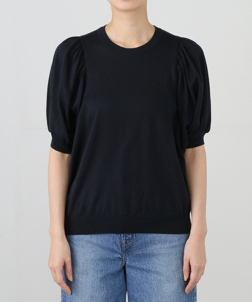 Deuxieme Classe(ドゥーズィエムクラス)の「【LOWER/ローヴァー】18G Gathered Sleeve Top(ニット/セーター・レディース・ネイビー・FREE)」の9枚目の写真