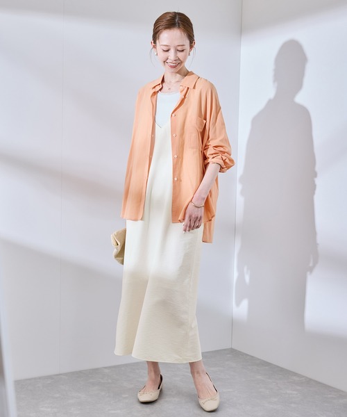 ROPE' PICNIC(ロペピクニック)の「【UVケア・遮熱】Comfort Seriesコンフォートシリーズ/Vネックキャミワンピース(ワンピース・レディース・ライトグリーン/ホワイト系その他/チャコールグレー・38)」の9枚目の写真