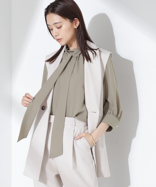 NANO universe（ナノユニバース）の「ボウタイ取り外し可2wayブラウス（シャツ/ブラウス・レディース・ブルー/グリーン系その他4/アイボリー・FREE）」の6枚目の写真