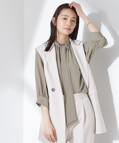 NANO universe（ナノユニバース）の「ボウタイ取り外し可2wayブラウス（シャツ/ブラウス・レディース・ブルー/グリーン系その他4/アイボリー・FREE）」の7枚目の写真