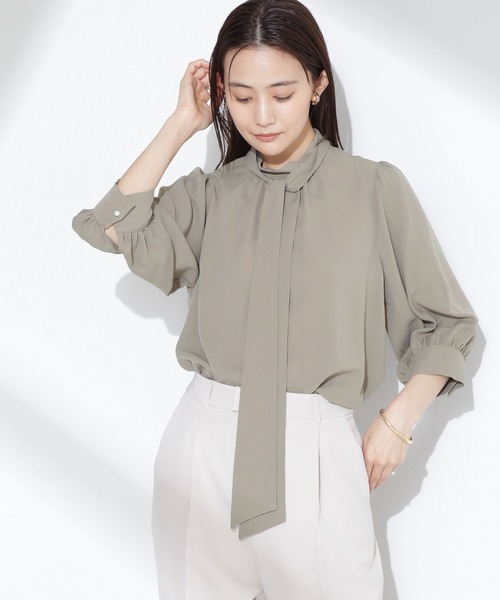 NANO universe（ナノユニバース）の「ボウタイ取り外し可2wayブラウス（シャツ/ブラウス・レディース・ブルー/グリーン系その他4/アイボリー・FREE）」の4枚目の写真