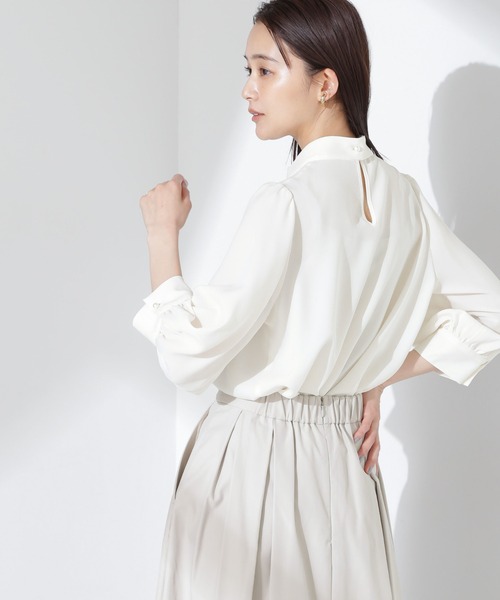 NANO universe（ナノユニバース）の「ボウタイ取り外し可2wayブラウス（シャツ/ブラウス・レディース・ブルー/グリーン系その他4/アイボリー・FREE）」の14枚目の写真