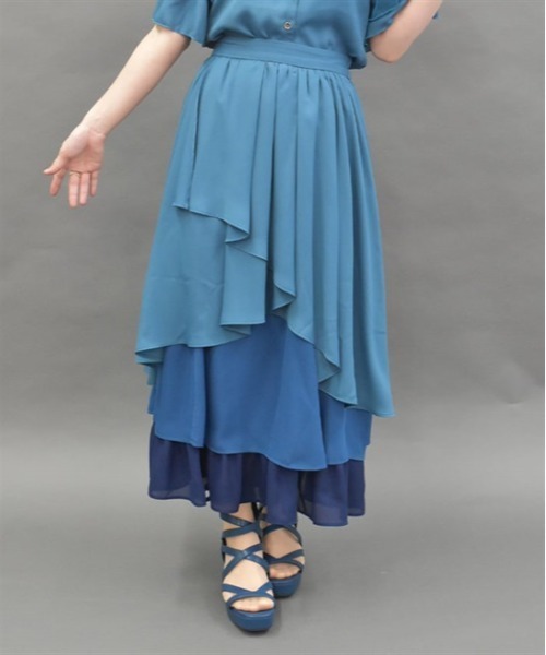 [出品7月11日まで]アクシーズ　グラデーションフリルスカート グラデーションフリルスカート | レディース服・レディース