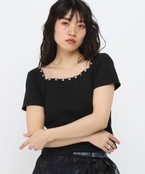 3.3 Field Trip (3.3フィールドトリップ)の「3.3 Field Trip/スクエアネックポイントT(Tシャツ/カットソー・レディース・ブラック/ブルー/アイボリー・FREE)」の1枚目の写真