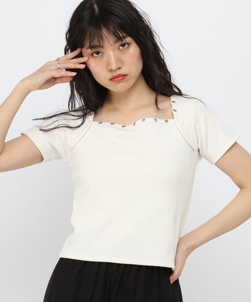 3.3 Field Trip (3.3フィールドトリップ)の「3.3 Field Trip/スクエアネックポイントT(Tシャツ/カットソー・レディース・ブラック/ブルー/アイボリー・FREE)」の19枚目の写真